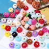 10pcs/bag Imitation Rabbit Fur Coverd Straight Hole Beads DIY Pompom Pendant for Jewelry Making DIY Necklace Pendant Earrings