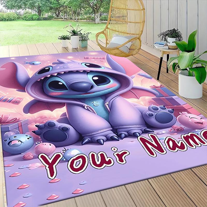Custom Name "Your Name Stitch Angel" Carpet Rug Customizable Soft Washable Anti-Slip Home Living Room Sofa Mats Personalized Rug. 0909375