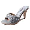 Fashion Women Sandals Rhinestone Ladies Shoes Sexy High Heels Shoes Womens Sandalias Gold Silver Female Slippers Heeled Sandals
