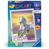CreArt Kids 18x24cm Cheval dans le pré, Kit de peinture par numéros Numéro d'Art, Dès 7 ans, 25845, Ravensburger