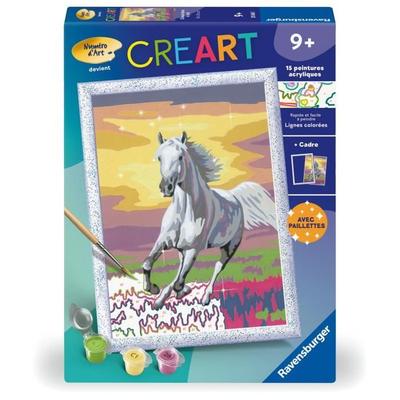 CreArt Kids 18x24cm Cheval Dans Le Pré, Kit De Peinture Par Numéros Numéro d'Art, Dès 7 Ans, 25845, Ravensburger