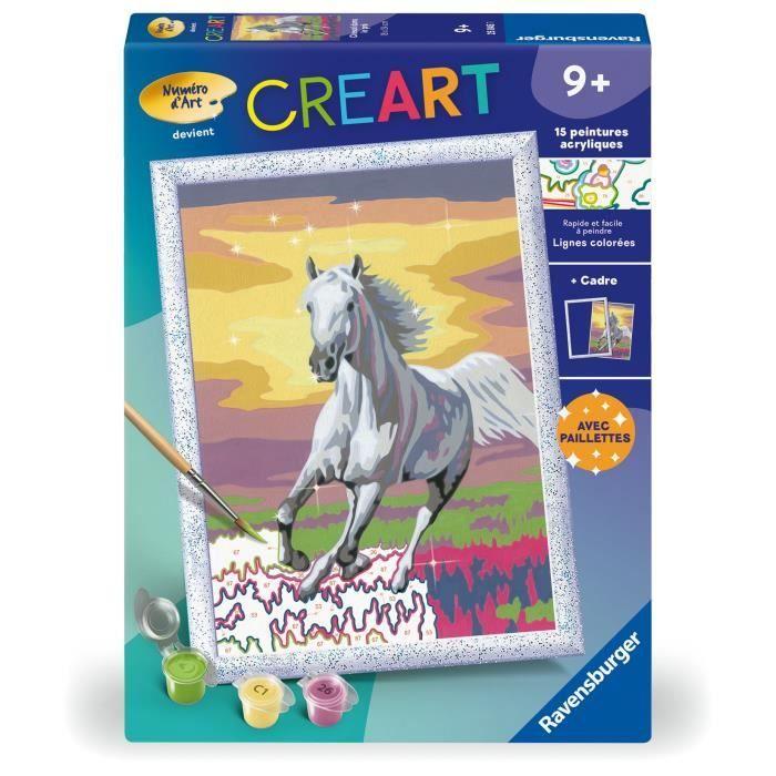 CreArt Kids 18x24cm Cheval dans le pré, Kit de peinture par numéros Numéro d'Art, Dès 7 ans, 25845, Ravensburger