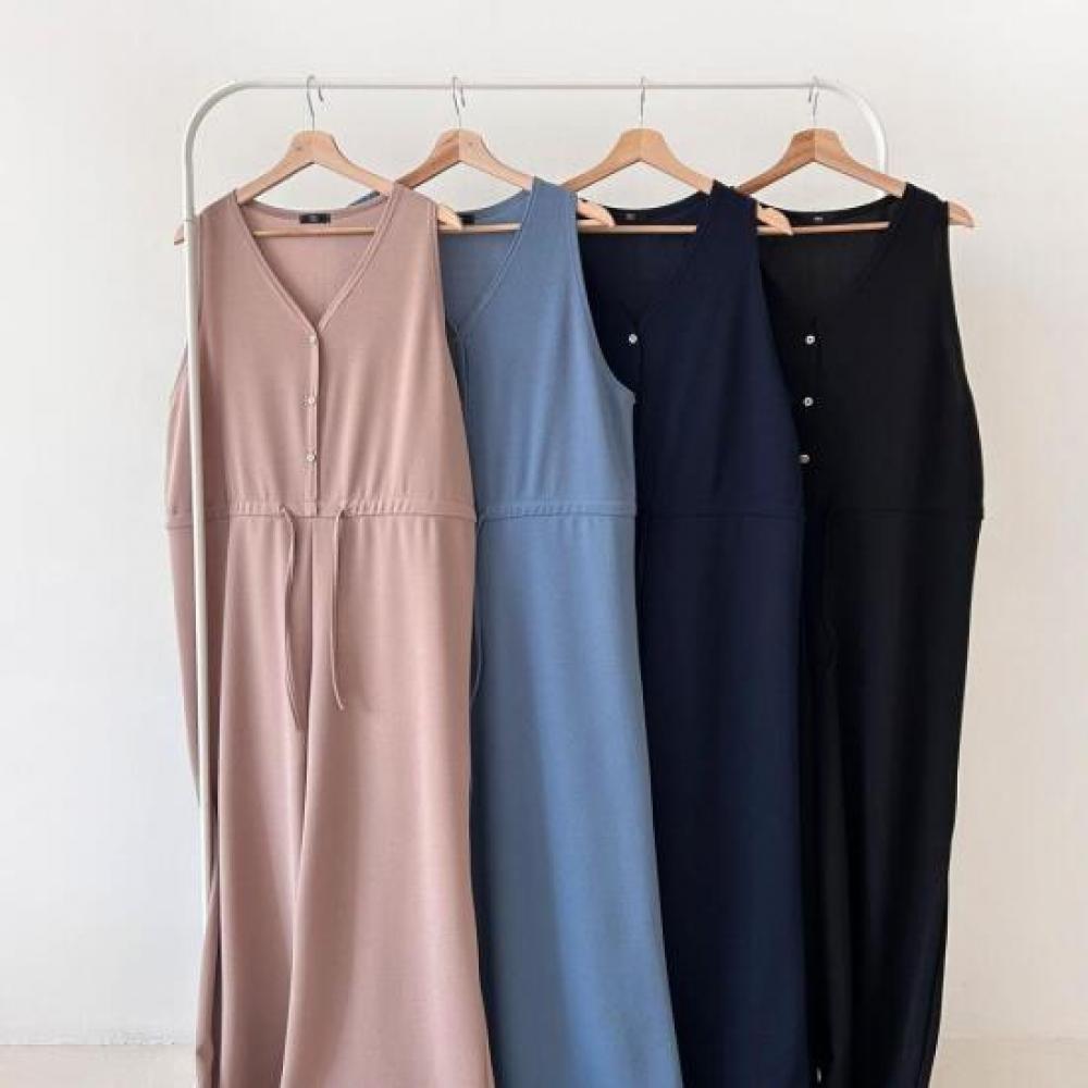 New ArriVals Open Run Spring Layered Waist Tie V Neck sleeVeless Wide Pants Jums