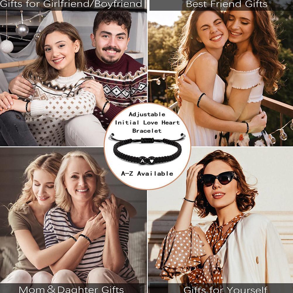 Браслеты с инициалами в виде сердца Браслет с инициалами из 26 букв AZ Плетеные браслеты