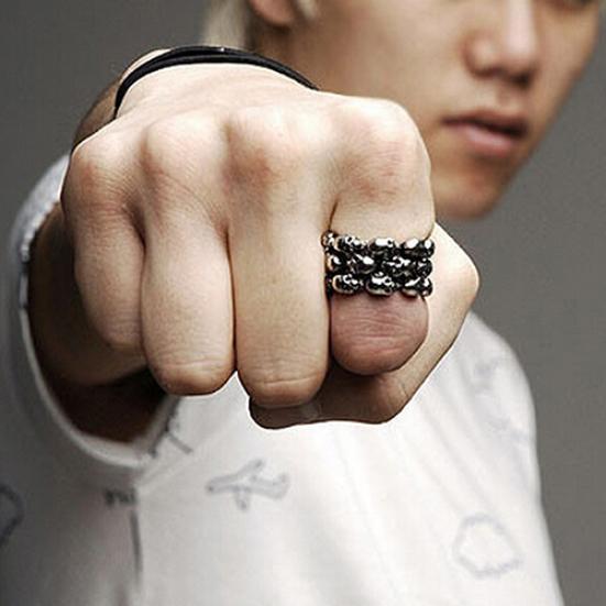 1Pc Men's Finger Charm Stainless Biker Knuckle Steel Punk Gothic Skull Ring