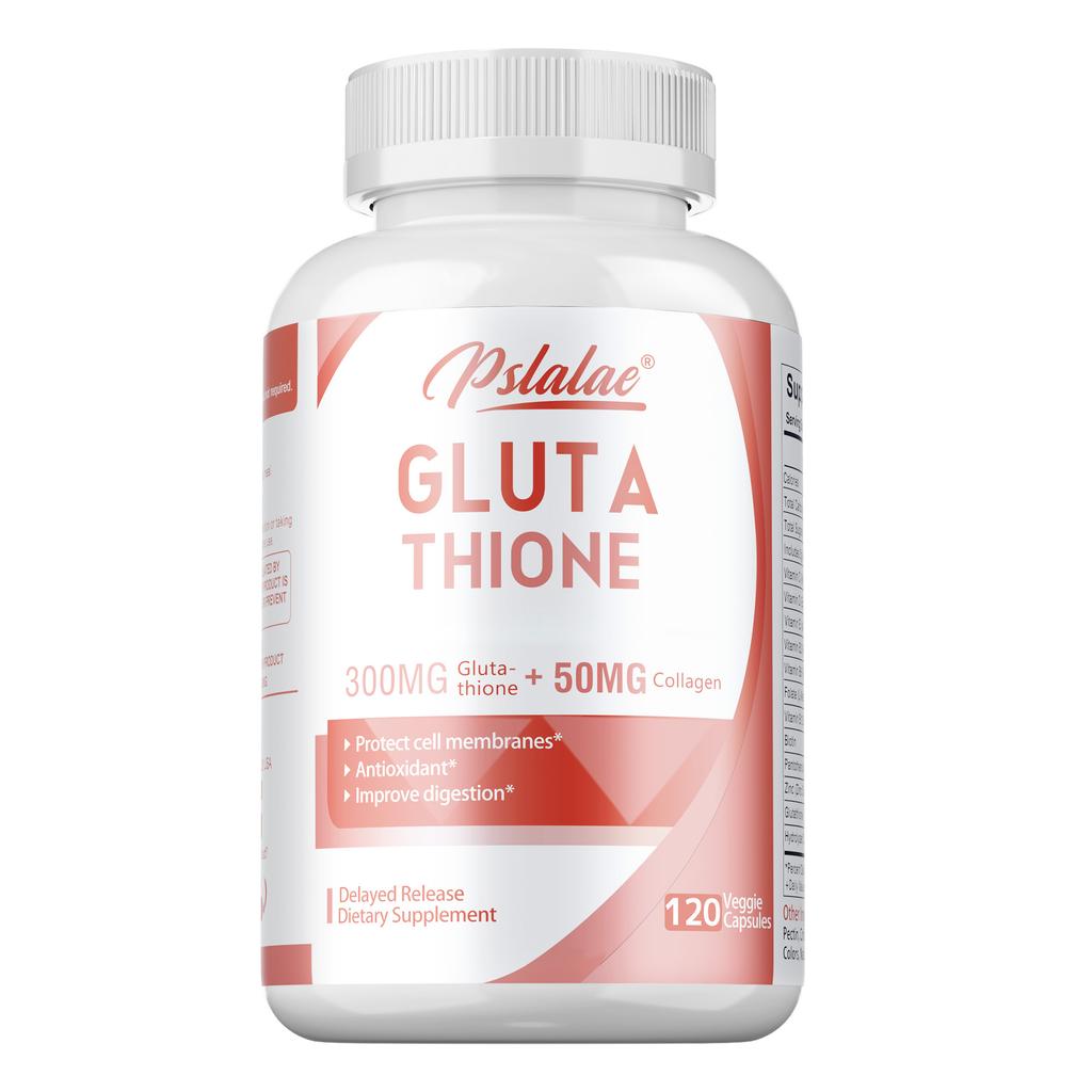 Glutathione blend, containing vitamin C extract, helps restore skin health, aids in whitening, suitable for adults, vegan.