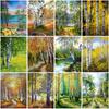 DIY Wood Cabin 5D Diamond Painting Full Round Drill Scenic Diamond Embroidery Cross Stitch Mosaic Kits Wall Art Home Decor