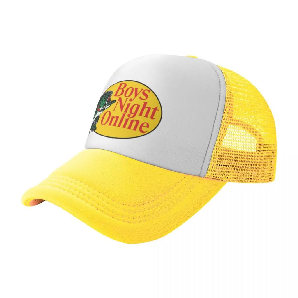 New BNO Boys Night Online Bass Pro Fishing Printing Mesh Baseball Cap Unisexs Highend Snapback Caps  New Sunscreen Hat