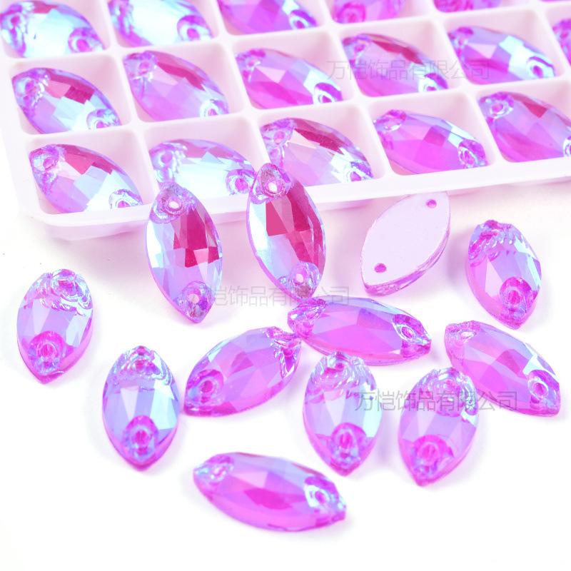 Стеклянная темно-фиолетовая флуоресцентная дрель ручной работы, специальная форма конского глаза, капля воды, неоновая, плоское дно, сшитая вручную, бижутерия своими руками, аксессуары для багажа