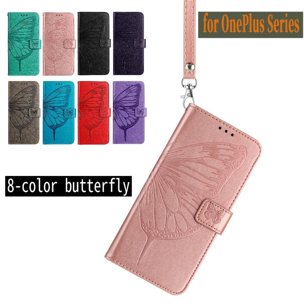 Чехол-кошелек из искусственной кожи с 8-цветным узором в виде бабочек для OnePlus 8T,9,9R,10R,11R,Ace,Nord 2 5G,Nord 3,Nord 4,Nord CE2,CE4,Nord N10,N20,N30...
