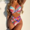 Printed Underwired Bra Cup Female Swimsuit High Waist Bikini Women Swimwear Two-pieces Bikini Set Bather Bathing Suit Swim
