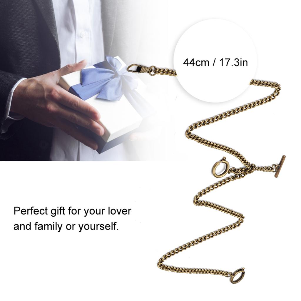 44cm Retro Vintage Metal Pocket Watch Chain Link Classic Antique Gift (Bronze)