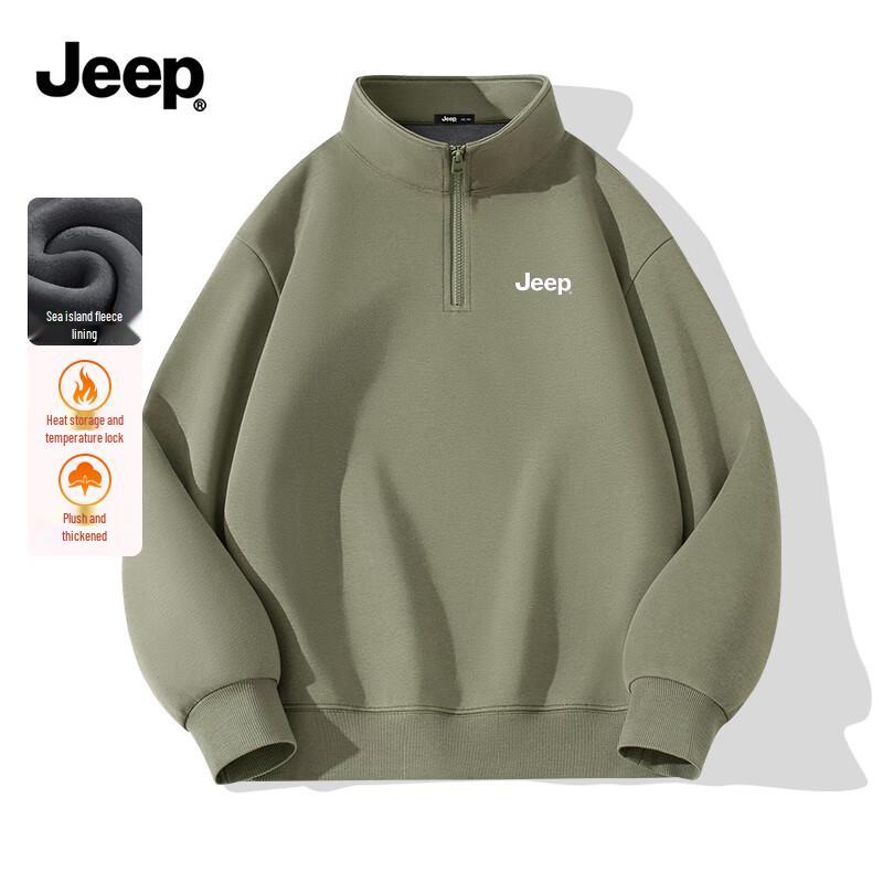 Jeep Мужская зимняя толстовка с флисовой подкладкой, на молнии до середины груди, с воротником-стойкой