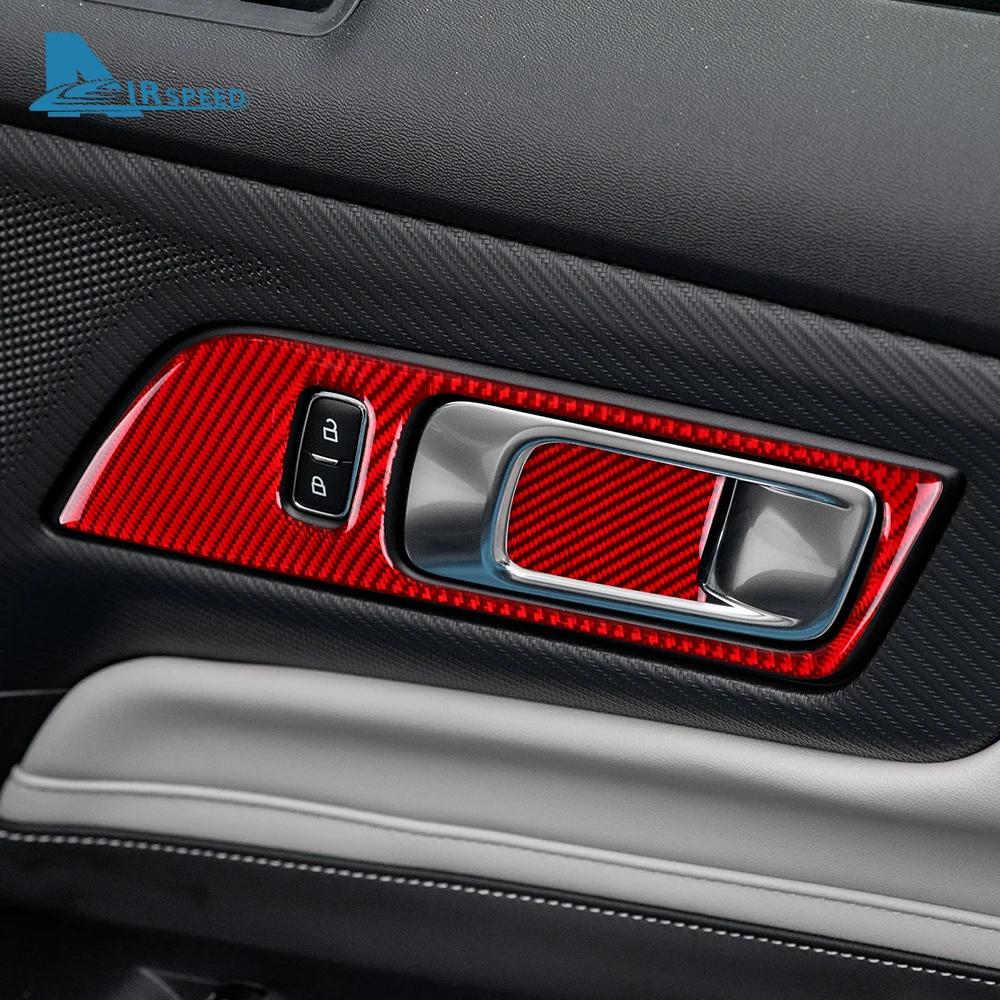 For Ford Mustang GT Dark Horse EcoBoost 2024 2025 2026 LHD RHD Real Soft Carbon Fiber Sticker Car Door Inner Handle Frame Trim
