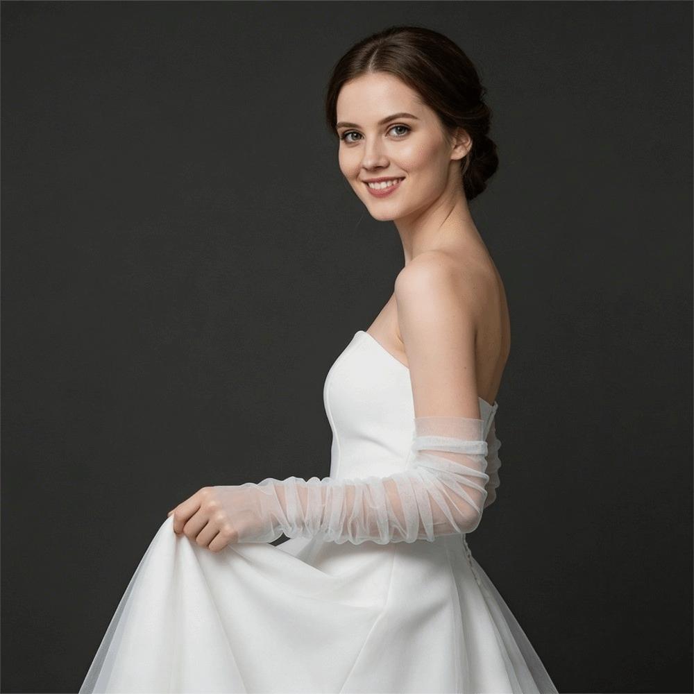 1 пара рукавов для свадебного платья из прозрачной ткани, кружевные свадебные аксессуары, свадебные перчатки, свадебная церемония