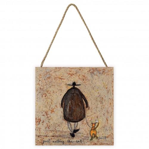 Sam Toft Деревянная табличка "Просто гуляю с котом"