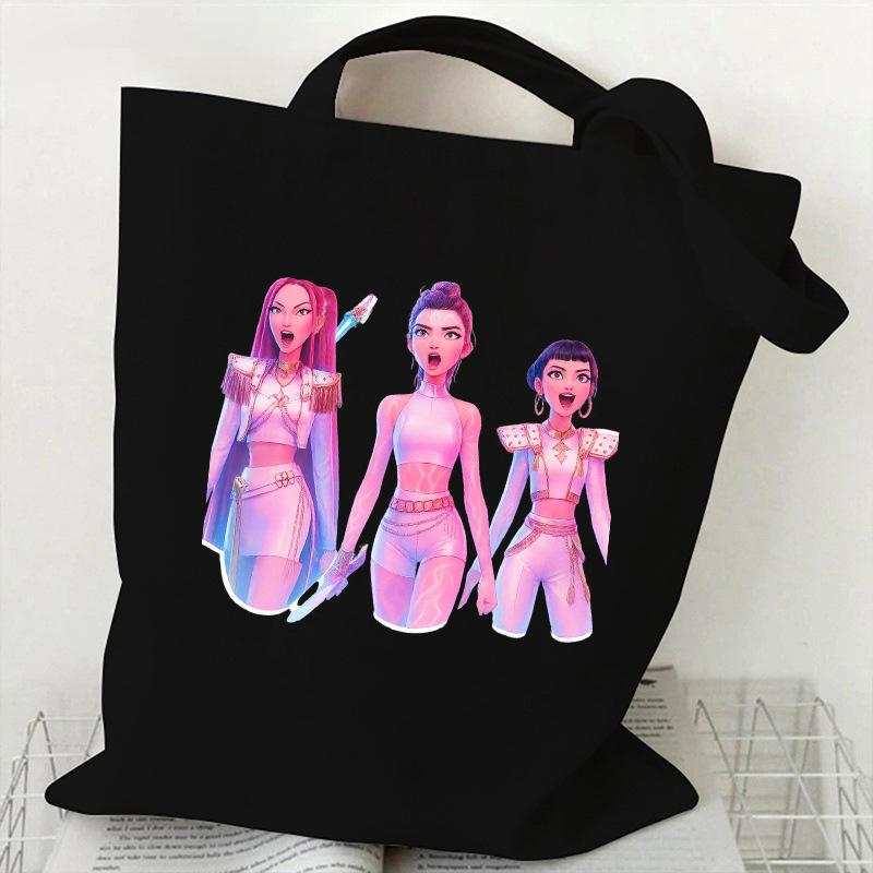 Сумка-тоут из парусины с принтом KPOP Korean Witch Hunter Group, одноплечевая, ручная, для покупок