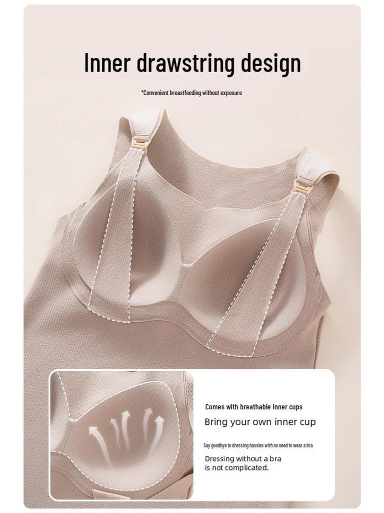 Camellia Maternity Warm Silk Nursing Vest & Bra Set for Autumn/Winter