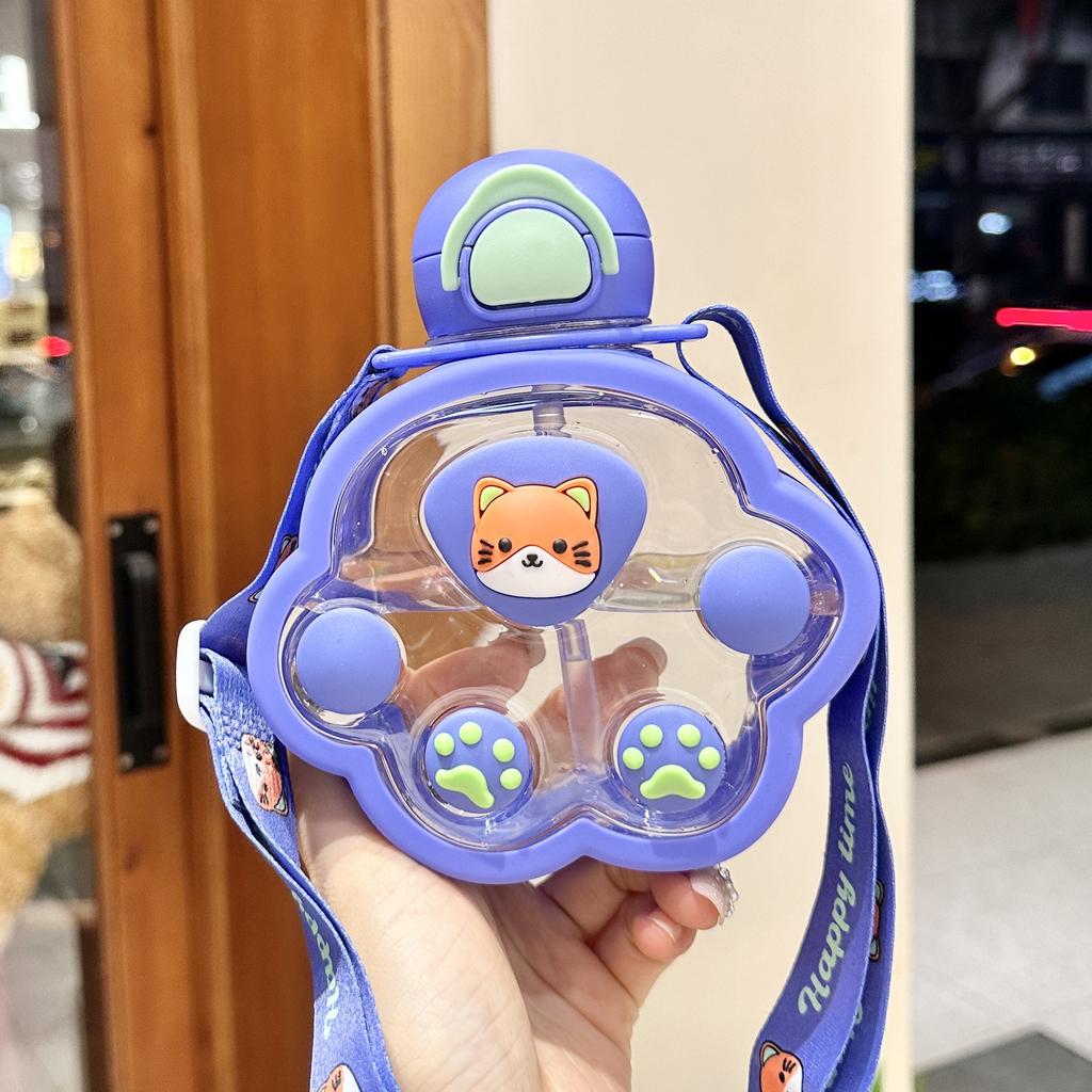 2025 Новая мультяшная детская студенческая забавная пластиковая кружка Mars Rover кошачья лапка простая кружка с соломинкой уличная портативная кружка для воды с откидной крышкой