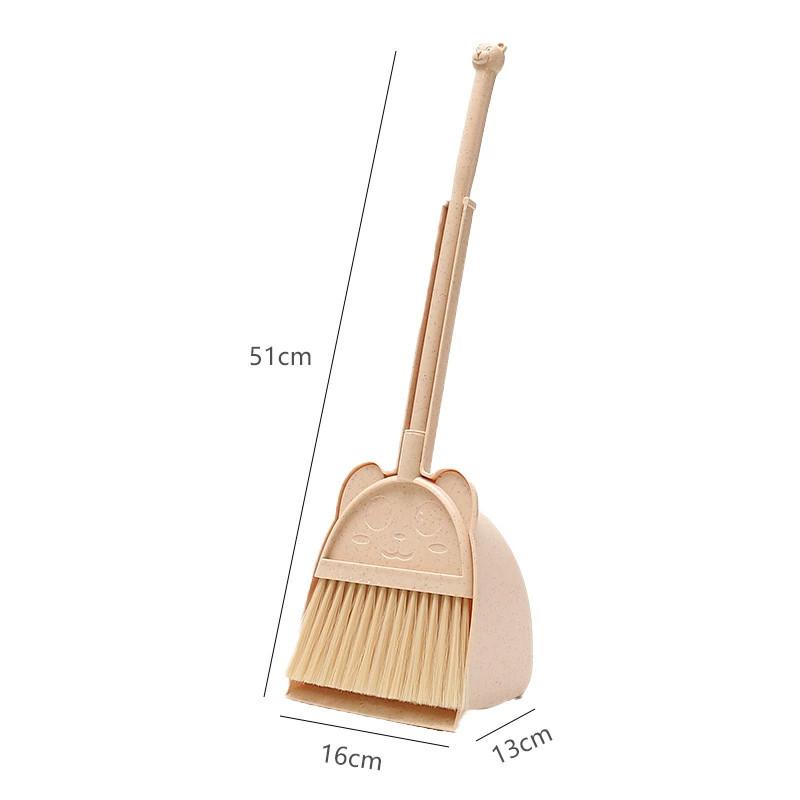 Cleaning Childrens Play Mop Set With Reusable Dustpan Flat For Educational Tool