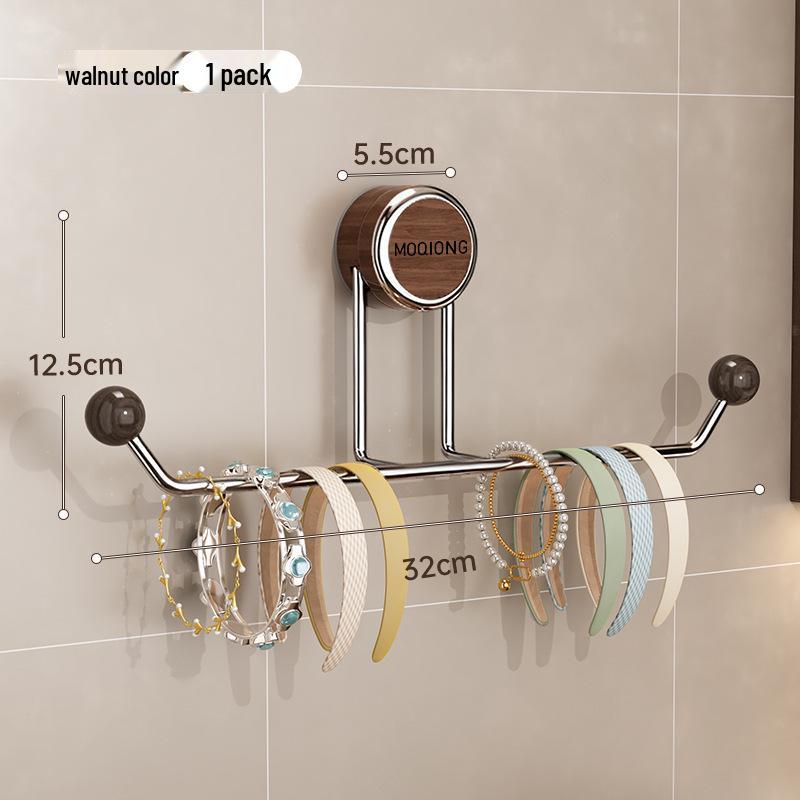 Stainless Steel Double Ball Adhesive Hook, Punch-Free Wall-Mount with Vacuum Suction for Bathroom