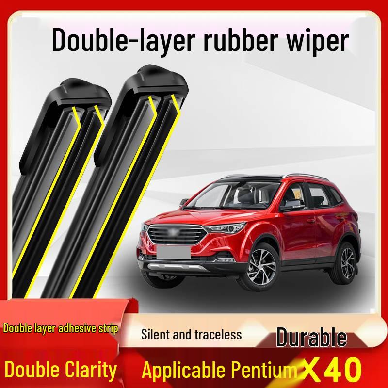 Silent Front & Rear Bestune X40 Wipers (17-19 Models) with Bone-Free Double-Layer Rubber Strip