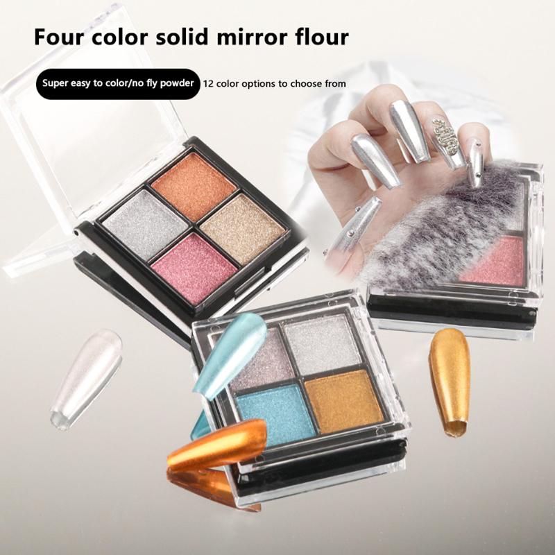 4 цвета Aurora Solid Mirror Shiny Nail Glitter Nails Uv Gel Polish Pigment Nail Art Decorations Accessories