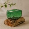 Recycled Glass Square Bowl With Wood Base