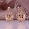 PATAYA Серьги в цветочном стиле с цирконом белого цвета с инкрустацией из розового золота