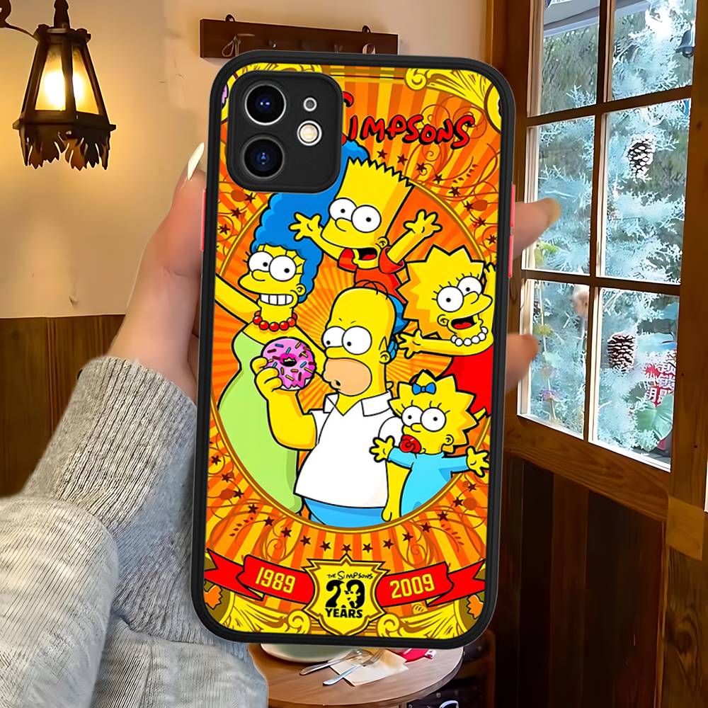 Смешной мультяшный чехол для телефона S-Simpsons для iPhone 16 15 14 Plus 15 13 12 11 Pro Max X XS MAX Матовый чехол
