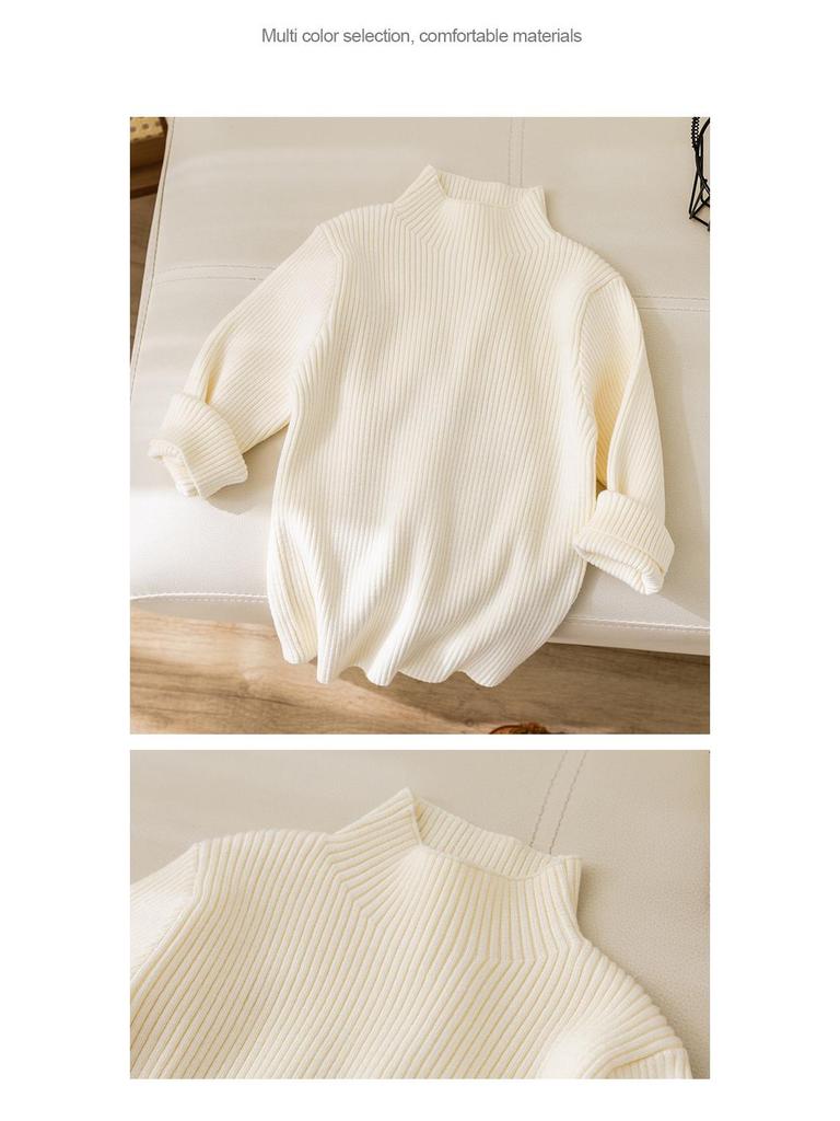 Вязаный свитер для девочек в корейском стиле, однотонный, простой круглый вырез, осенне-зимняя детская одежда