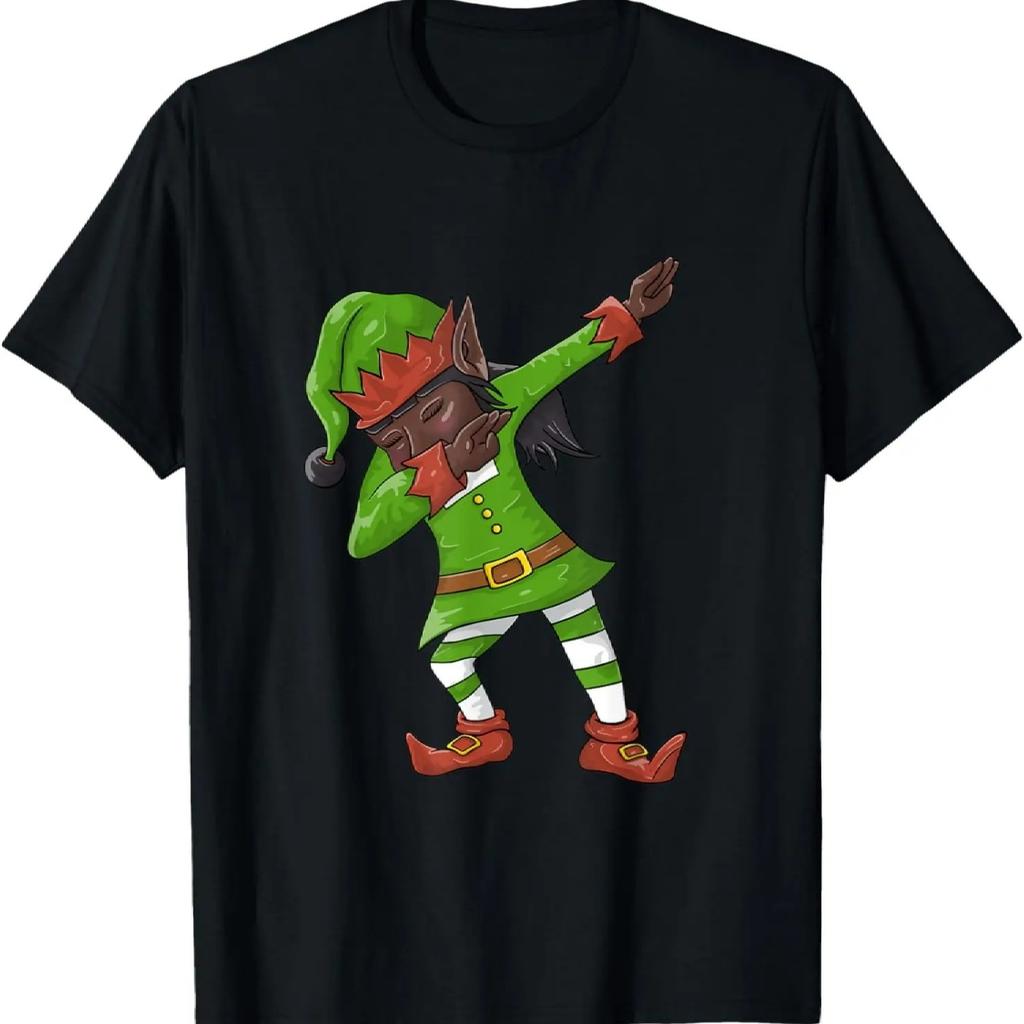 Black African American Dabbing Girl Elf - Christmas Holidays T-Shirt
