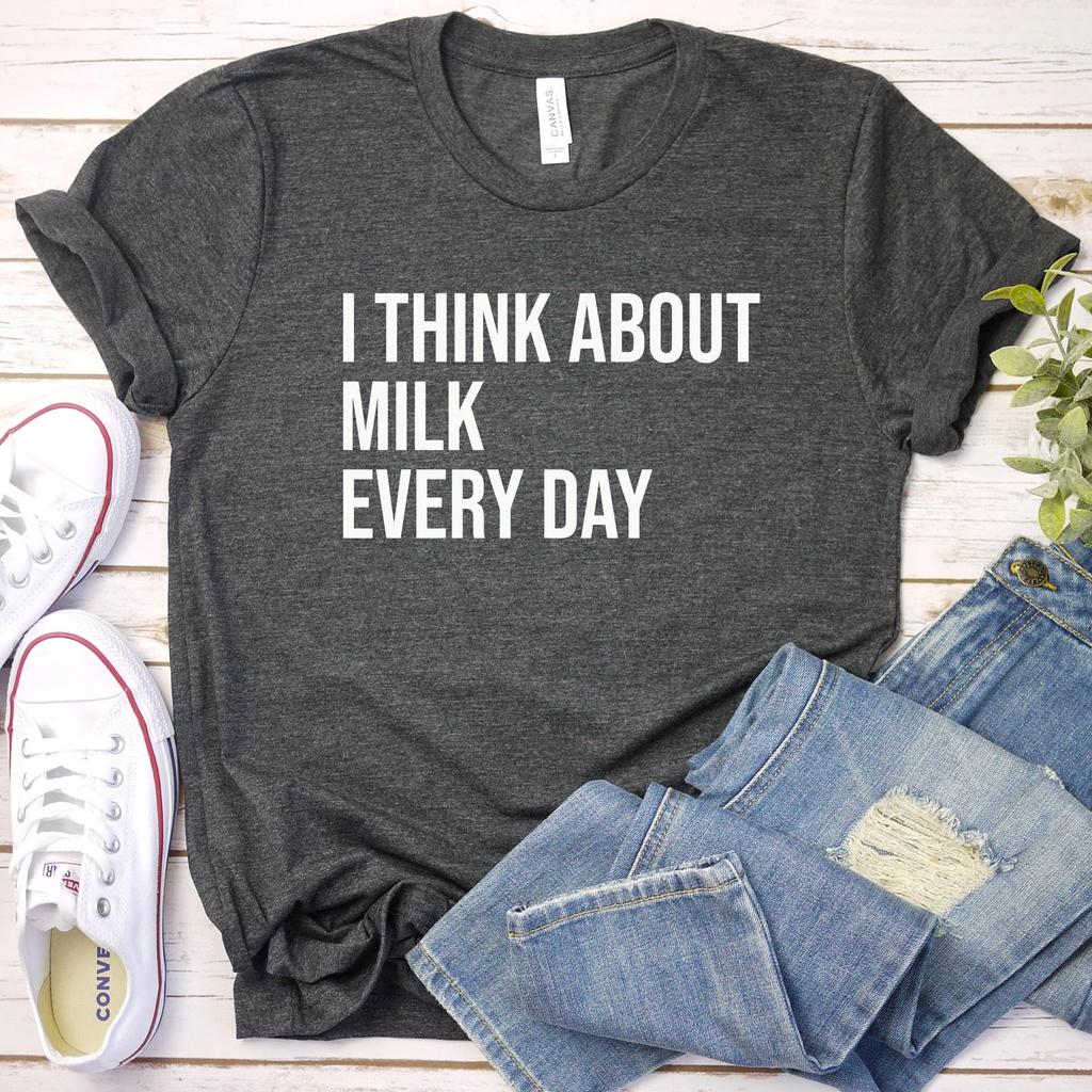 Milk Shirt and kids tshirt, Funny Milk Gift, Dairy Shirt and kids tshirt, Milk Lover Gift, I Think About Milk Every Day