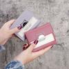 Women Short Wallet Cute Foldable Mini PU Student Coin Purse Cat Shaped Buckle Card Holder