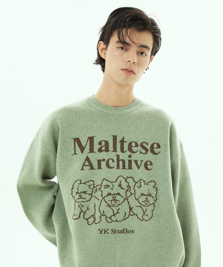 WAIKEI Maltese Archive Line Graphic Knit Mint