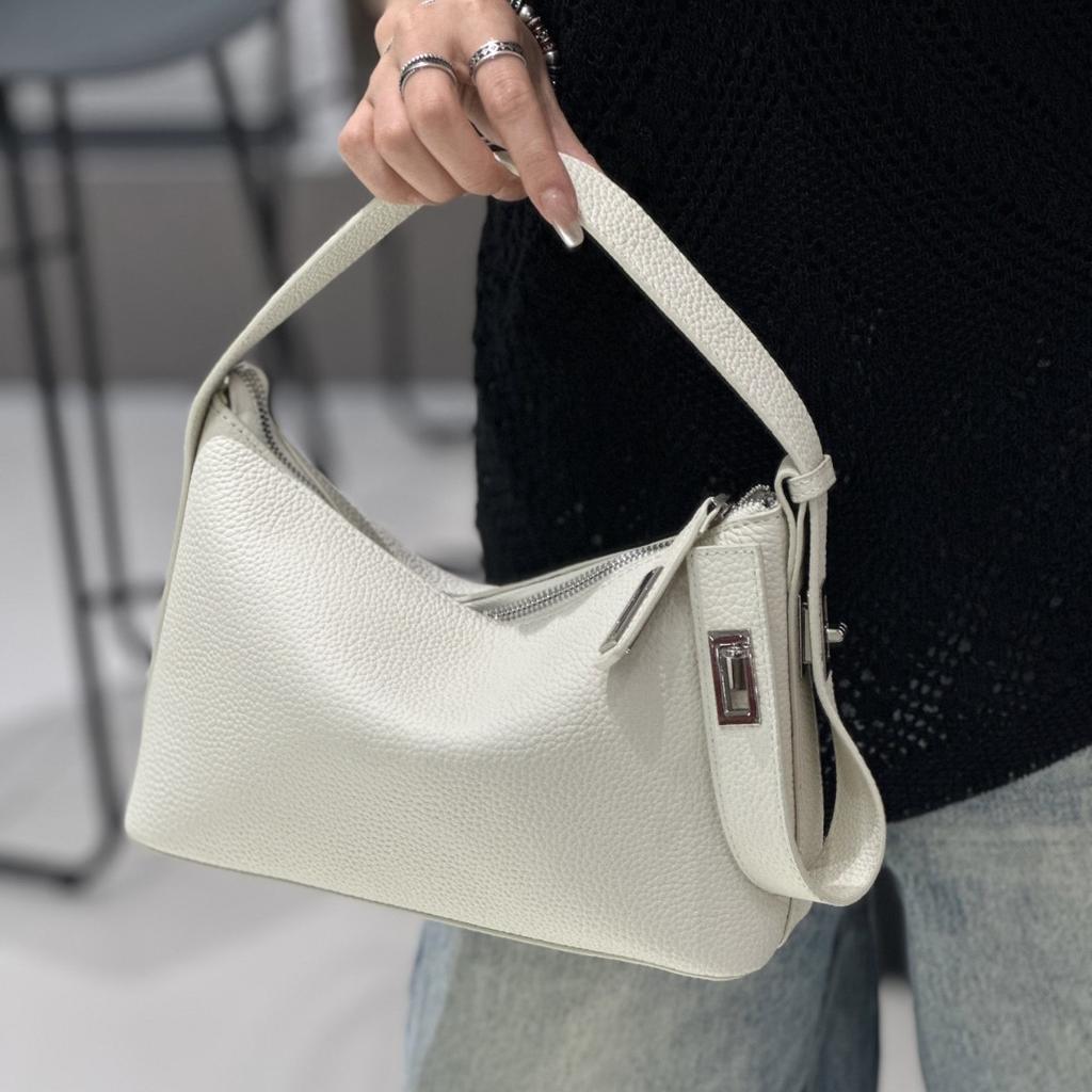 Real Leather 2025 New Style High-end Sense Small Crowd Design Handheld Bag High-end Tote Single Shoulder Tote Handle Women's Bag