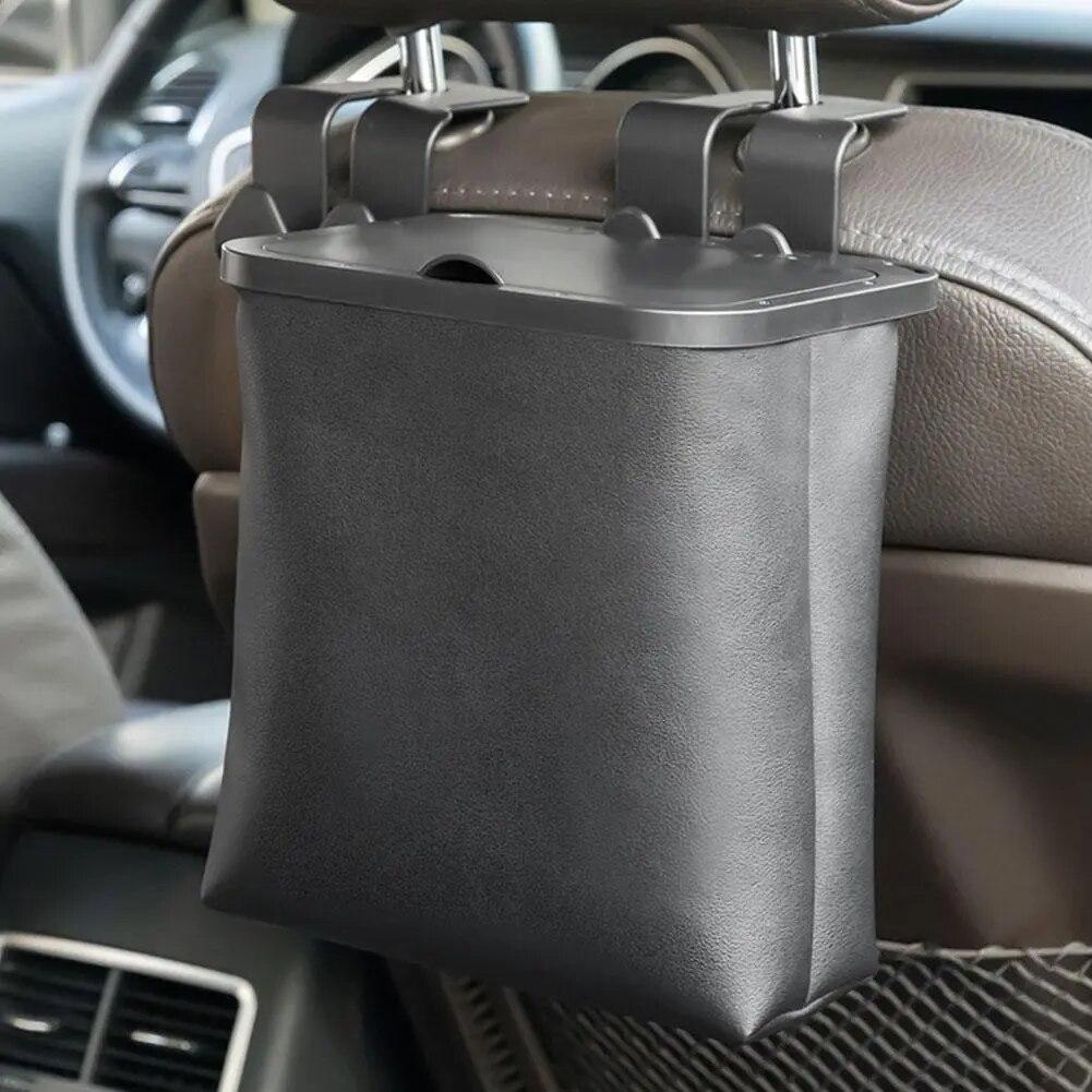 Universal Foldable Car Trash Can Garbage Bag Lid Auto Back Seat Dustbin Waste Rubbish Basket Organizer Storage Car