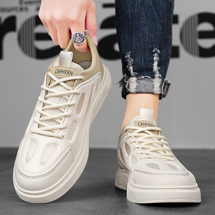 Мужская обувь 2025 года, новые летние дышащие спортивные туфли для отдыха, белые туфли для мужчин, универсальные студенческие туфли для доски с сетчатой поверхностью для мужчин