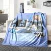 1Pc Blue Dream Collage Blanket Soft Throw Blanket For Home Bedroom Bed Sofa Travel Office Solid Christmas Blanket