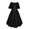 Women's Fashion Retro Solid Color Slim Fit Dress With Flying Sleeves And Large Swing Skirt, Off Shoulder Dress