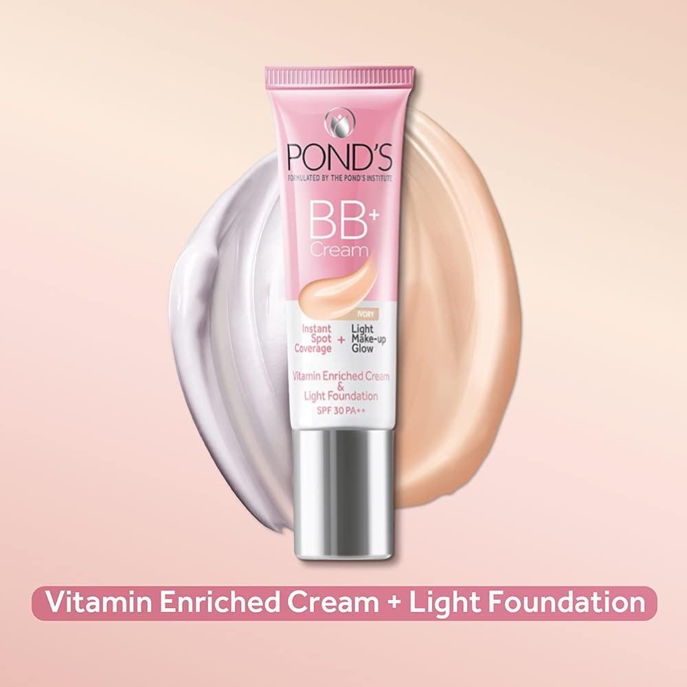 POND'S BB+ Крем Полное Покрытие Светлый 18г Для Всех Типов Кожи С SPF 30 PA++ Мгновенное Сияние и Покрытие Пигментных Пятен