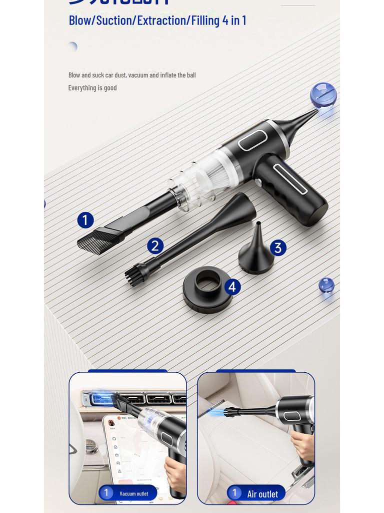 Портативный беспроводной воздуходув и пылесос — мощное всасывание, перезаряжаемый, для использования дома и в автомобиле