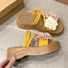 Fashion Women's New Flower Small Figure High Platform Sandals Wear Soft-soled Non-slip Beautiful Cool Slippers In Summer