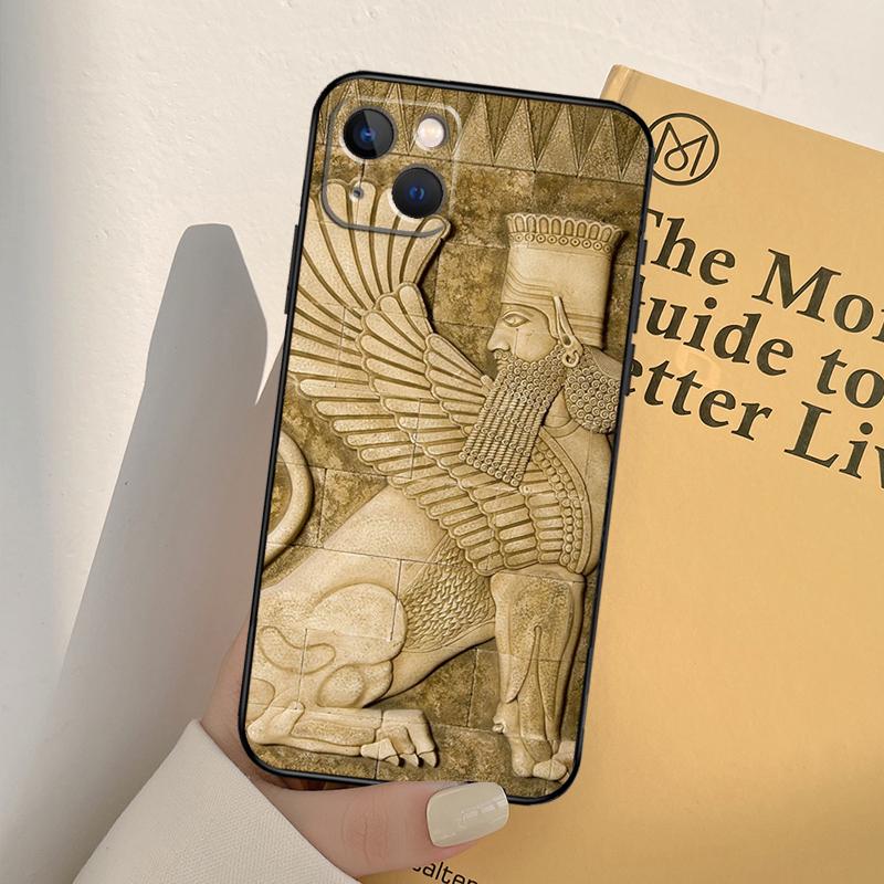 Lamassu Assyrian Winged Bull Phone Case For iPhone 16 15 14 Pro Max Plus 12 11 13 Pro Max 12 Mini 13 Mini Cover