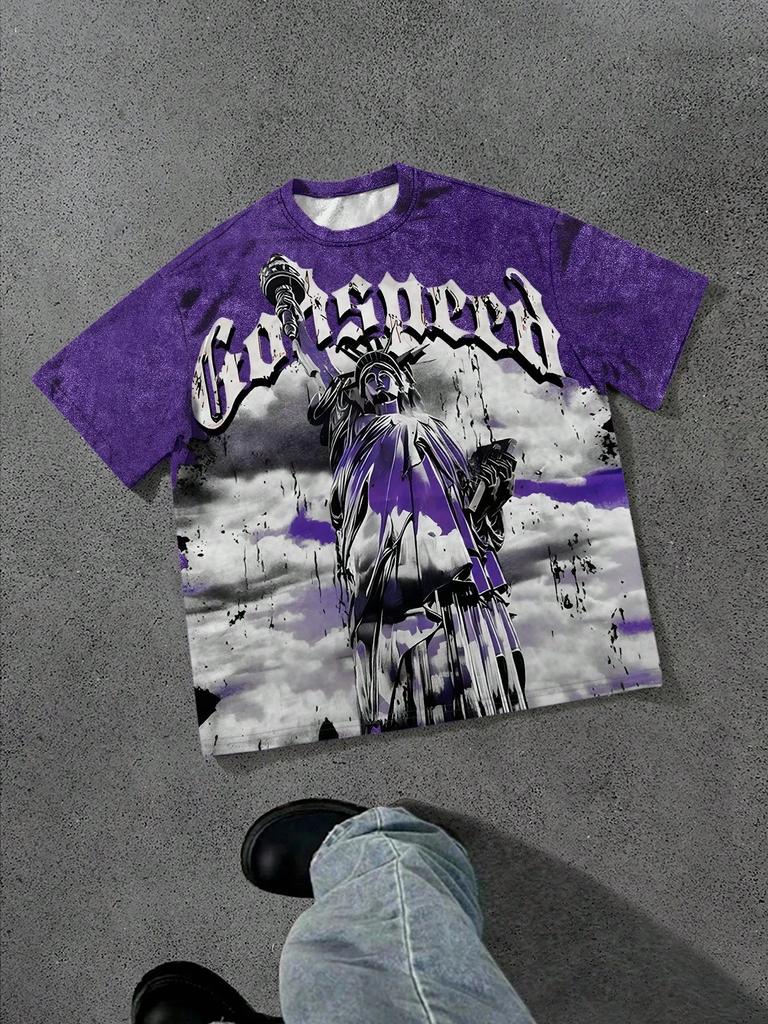 The T-shirt for the Summer of Features a Casual Fashionable Soft and Breathable 3D Angel Pattern Print