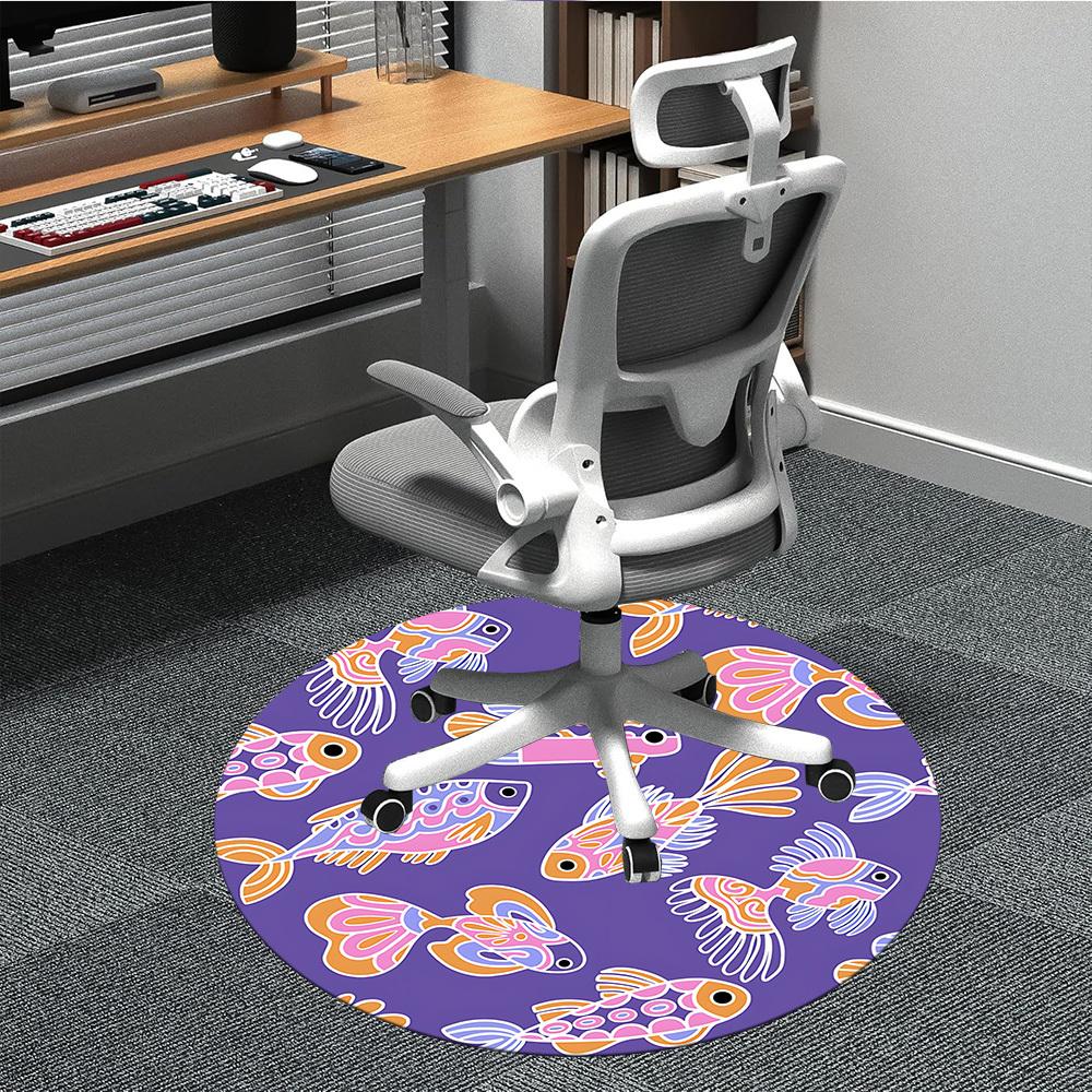 1pc Fish Pattern Office Round Rug, Non-slip, Soft and Durable Office Rug for Interior Decoration, Perfect for Office, Beautiful Decoration yy260323032