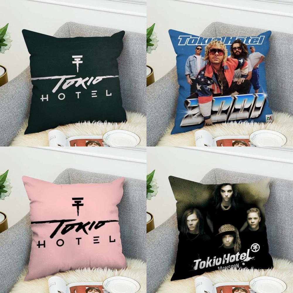 Подушка с принтом Tokio Hotel Чехол для подушки для автомобиля дивана Декоративная домашняя двусторонняя печать Плюшевая квадратная подушка-плед Чехол для подушки
