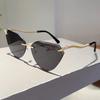 Солнцезащитные очки 'кошачий глаз' без оправы женские новые стильные винтажные градиентные повседневные оттенки модный дизайн люксового бренда солнцезащитные очки