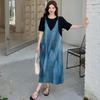 DIMANAF Женское лето 2025 Большой размер Длинное Повседневное С коротким рукавом Оверсайз Платье-рубашка Свободное Платье из двух частей Новинка