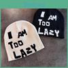 Knit Hat For Women Men Winter Warm Beanie With Letter Embroidery Street Style